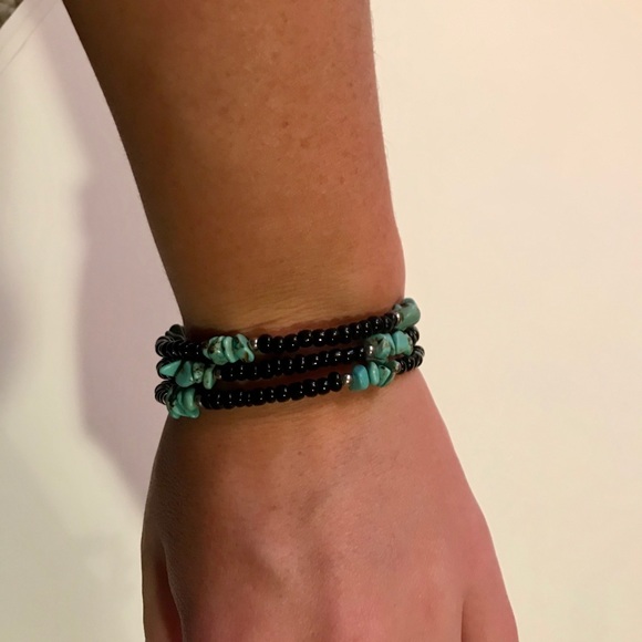 Turquoise and Black Wrap Bracelet - Picture 2 of 2